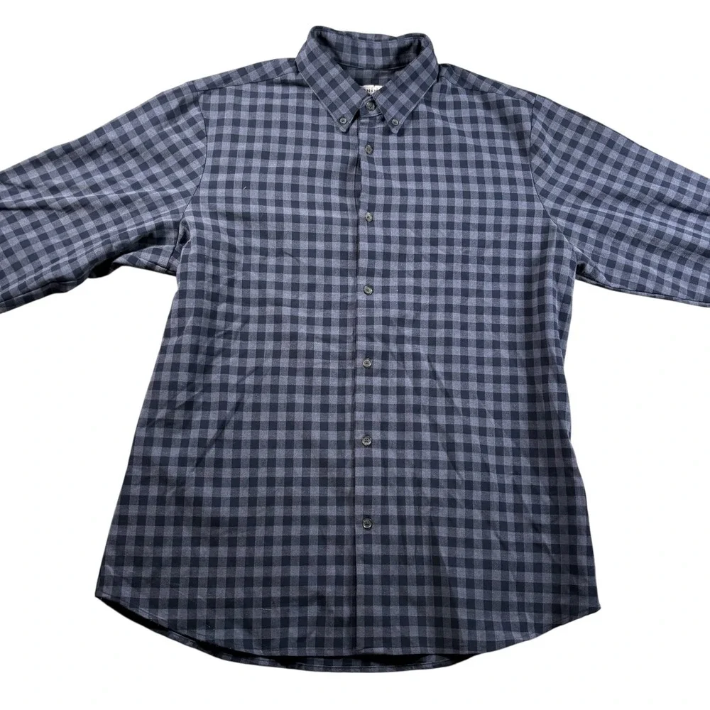Mizzen+Main Mens XL‎ Trim Fit Gingham Performance Button Down Shirt Blue Classic